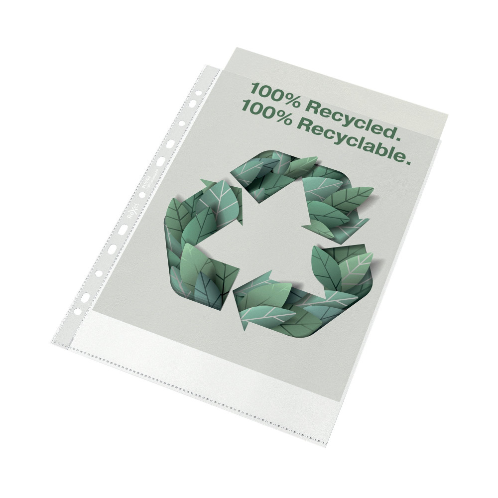 REXEL 100% RECYCLED A4 POCKET PK100