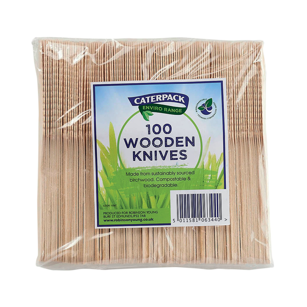 CATERPACK ENV WOODEN KNIVES PK100