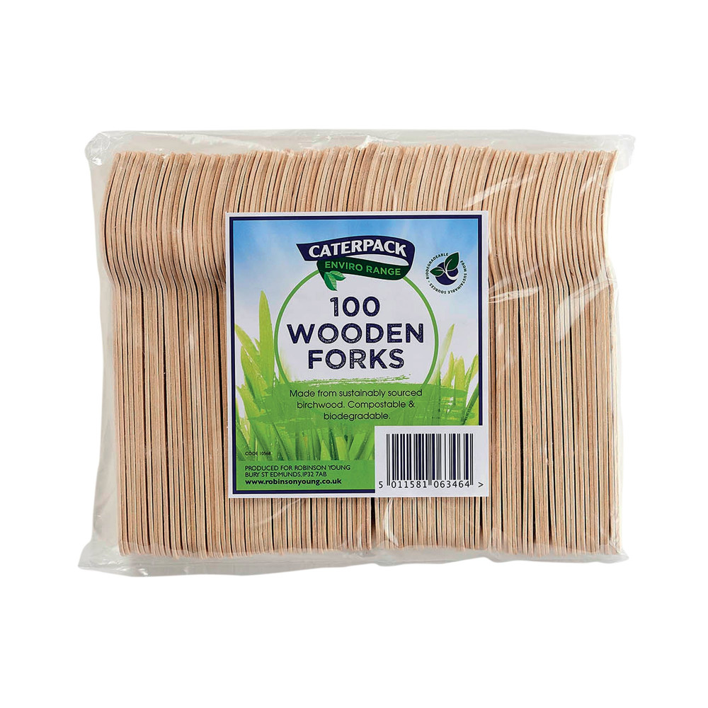 CATERPACK ENV WOODEN FORKS PK100