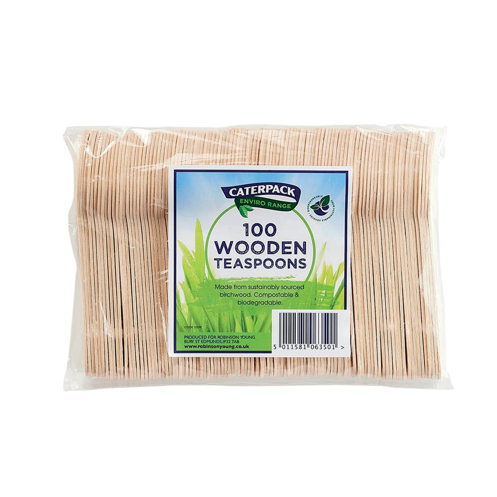 CATERPACK ENV WOODEN TEASPOONS PK100