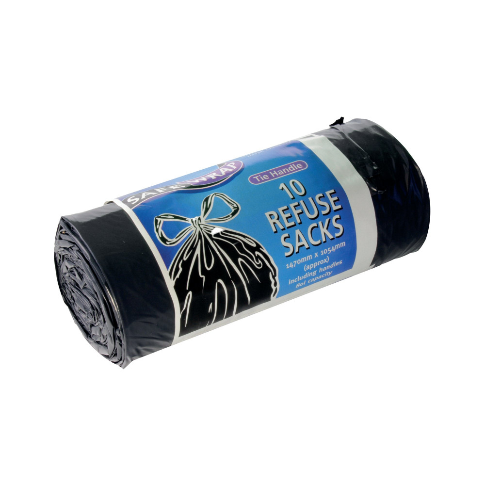 REFSE SACKS ROLL 10X4 TIE BLACK PK40