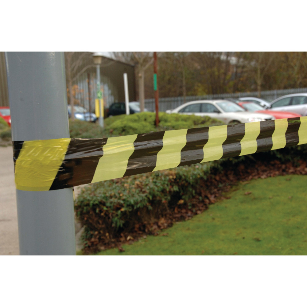 BARRIER TAPE STRIPED 72X500M BLCK/YL