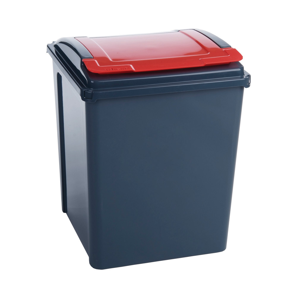 VFM RECYCLING BIN GRY/RED LID 50L