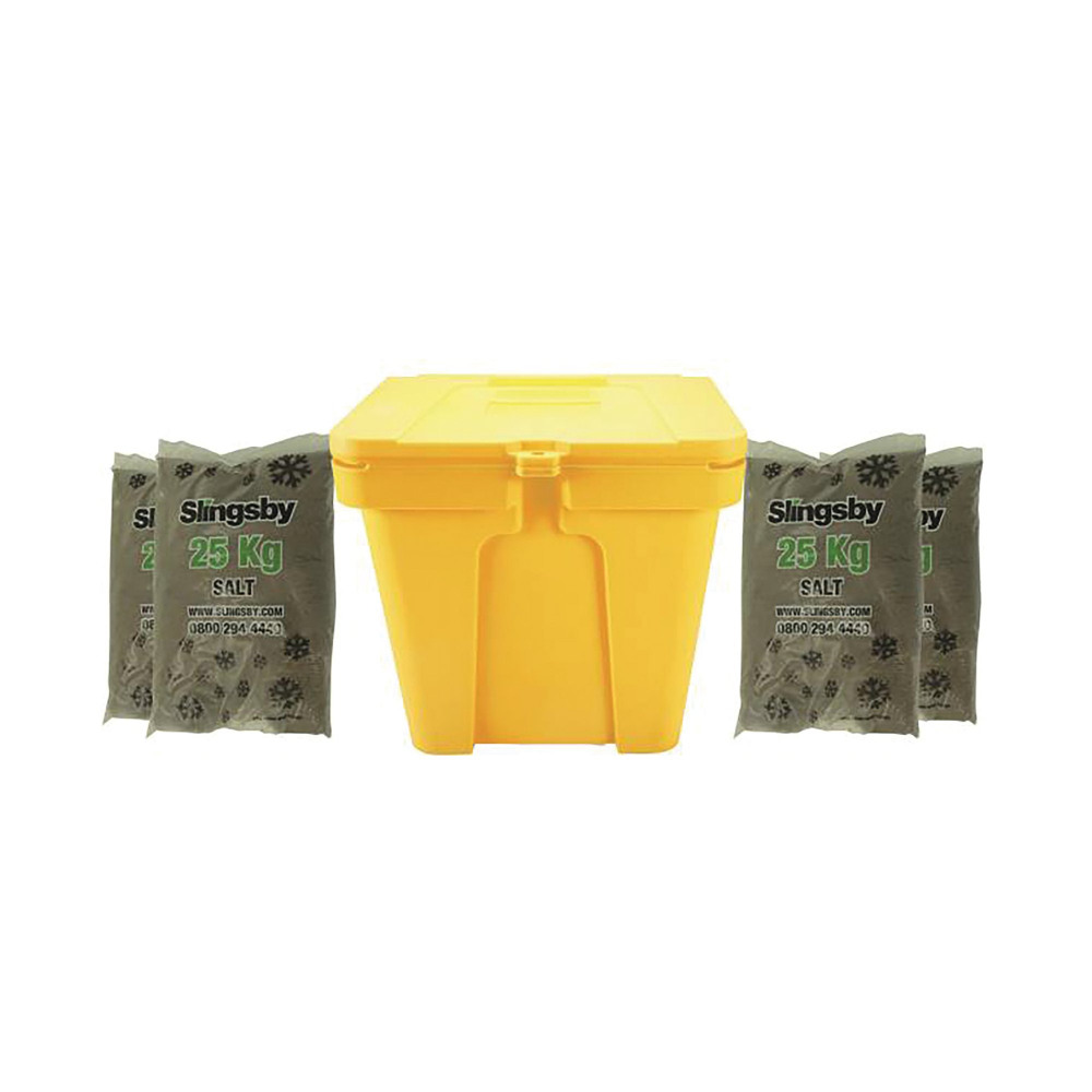 LOCKABLE SALT BIN YLW 110L +BRN SALT