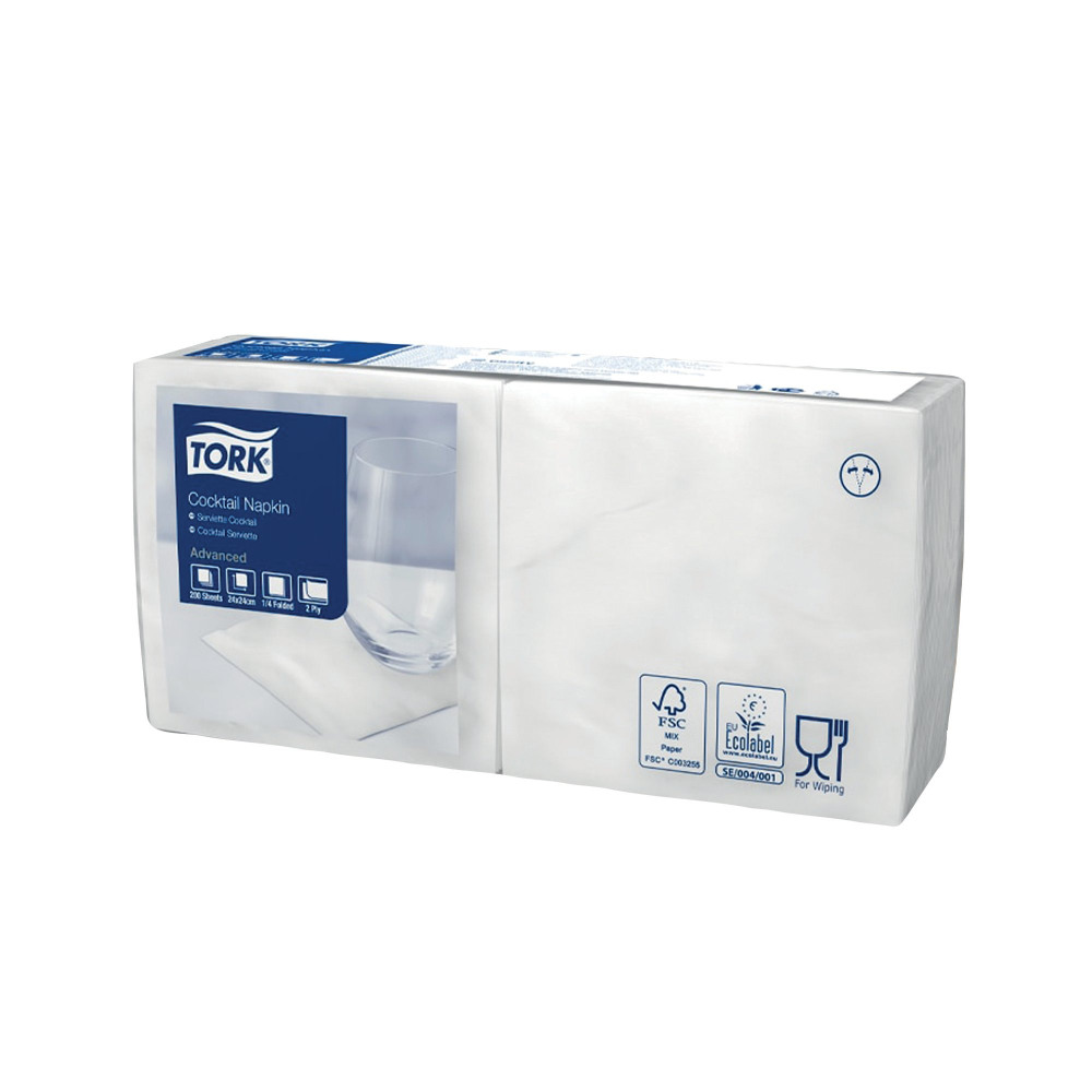 TORK COCKTAIL NAPKINS 2PLY WHT PK200