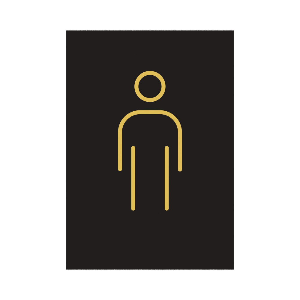 MALE TOILET SIGN 105X150MM BLK/GLD