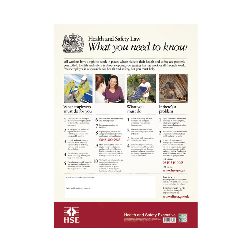 HSE HEALTH AND SAFETY LAW POSTER A2