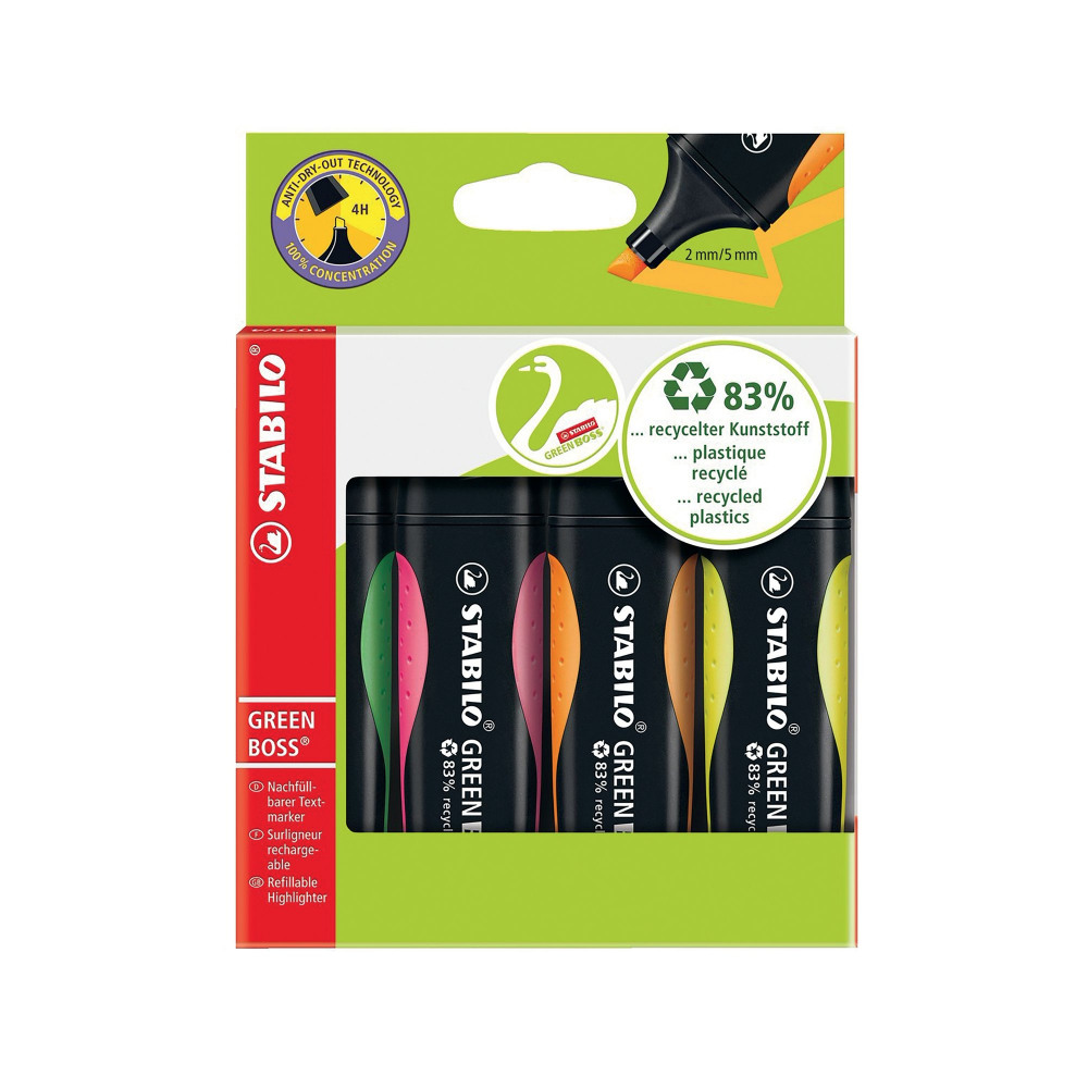 STABILO GREEN BOSS HLER AST PK4