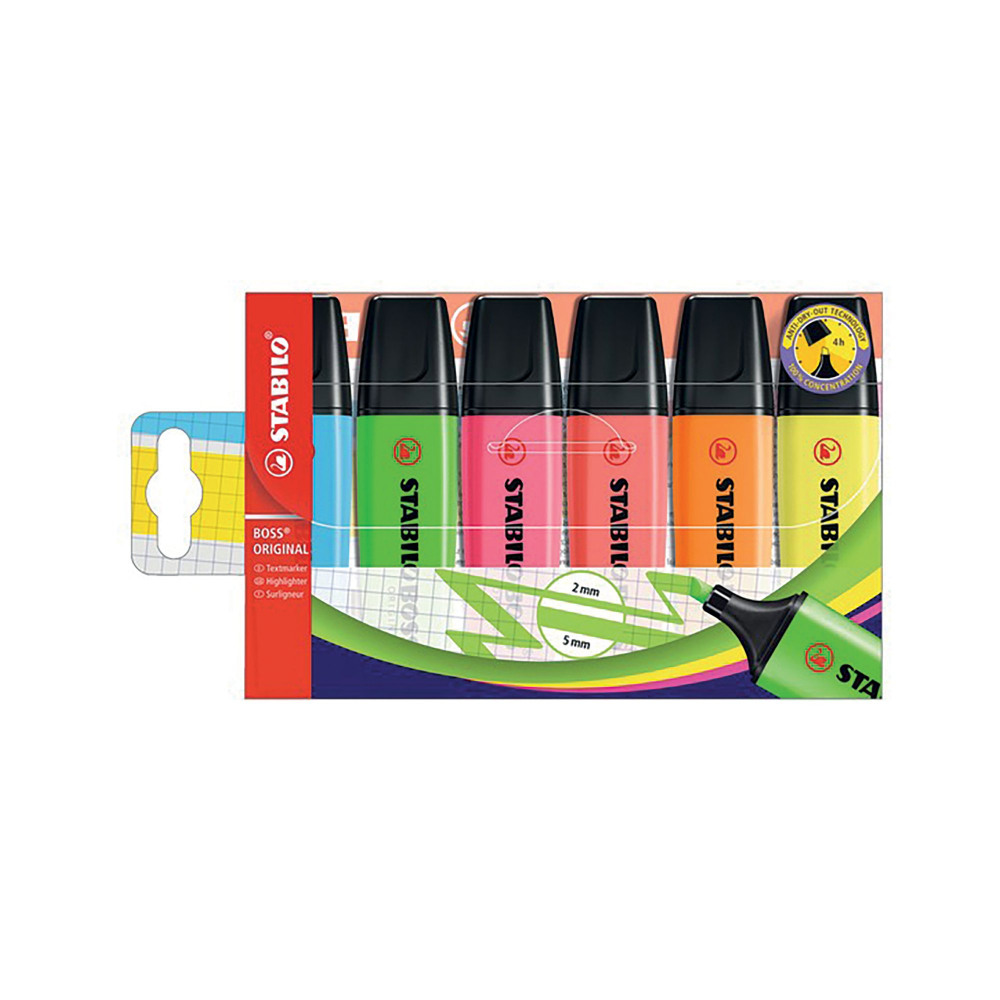 STABILO BOSS ORIGINAL HLER AST PK6