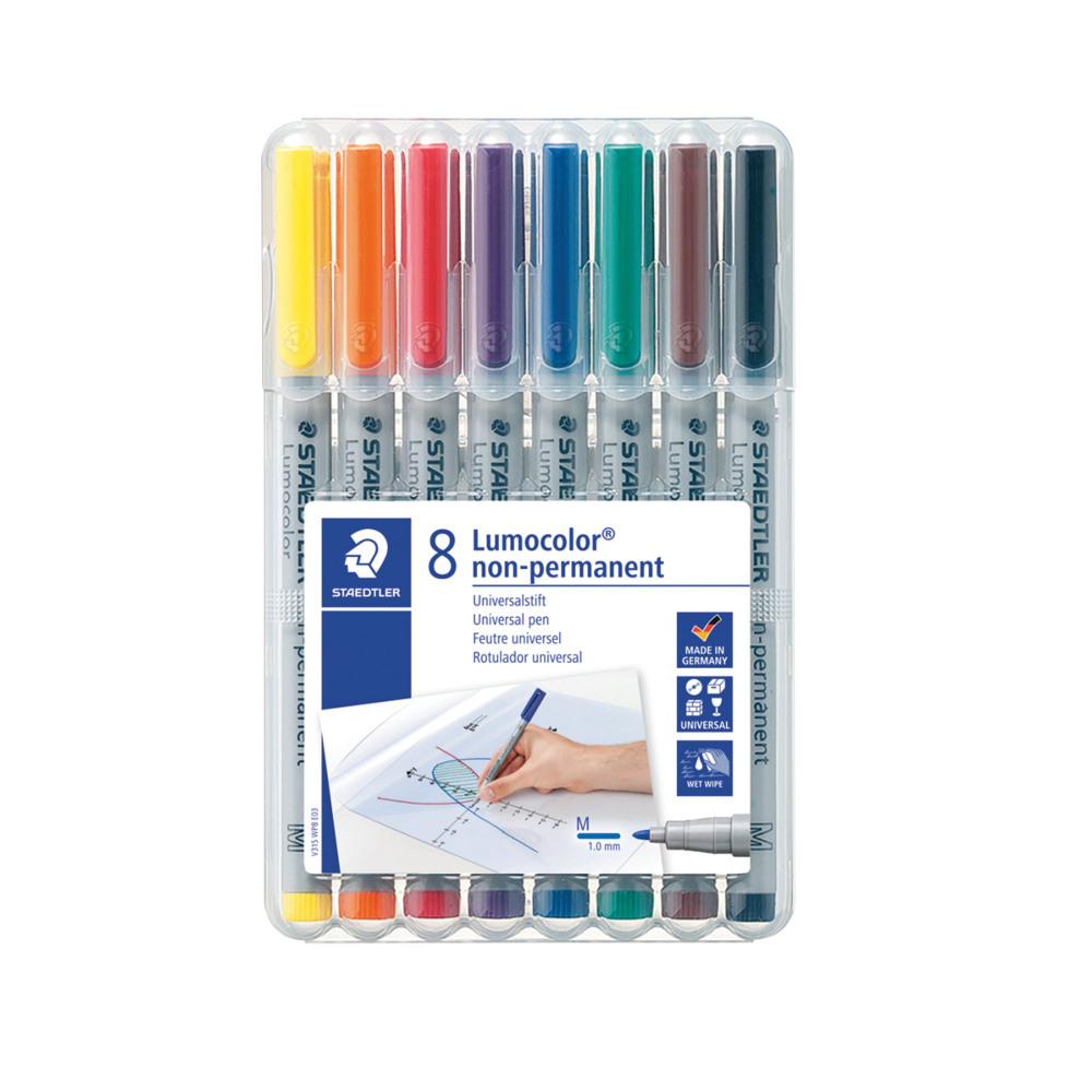 STAEDTLER LUMOCOLOUR MED TIP PK8