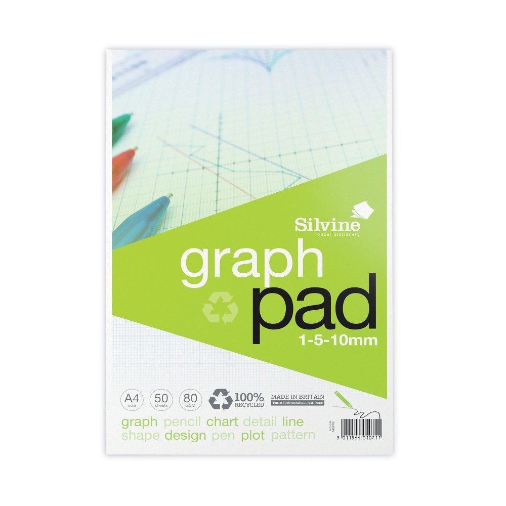 SILVINE RECYCLD GRAPH PAD 50 SHT A4 PK10