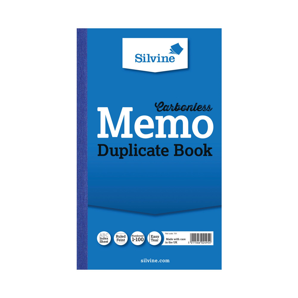 SILVINE DUPL MEMO BOOK 701-T PK6