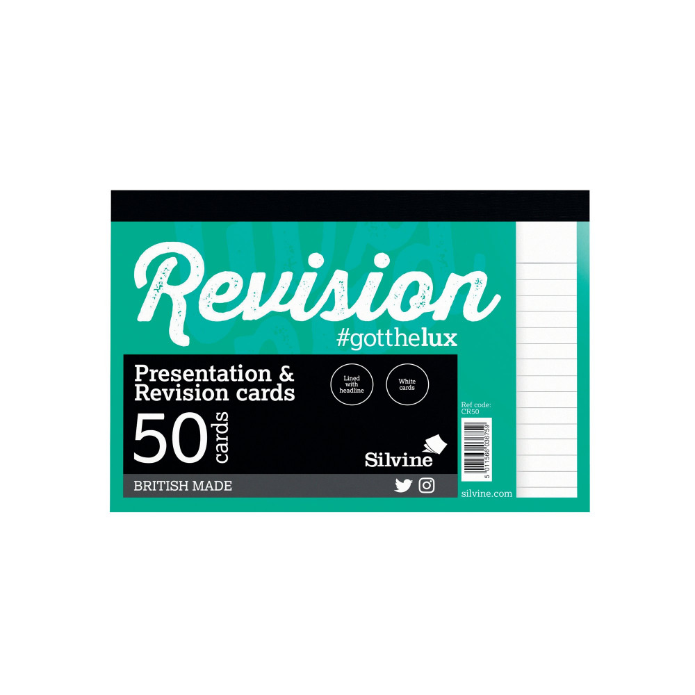 SILVINE REVISION CARDS WH 152X102MM PD50