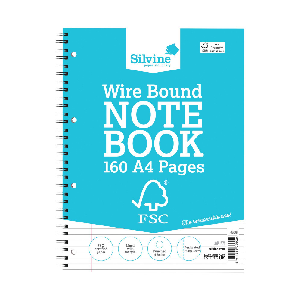 SILVINE EVERYDAY A4 WBND NOTEBK PK5