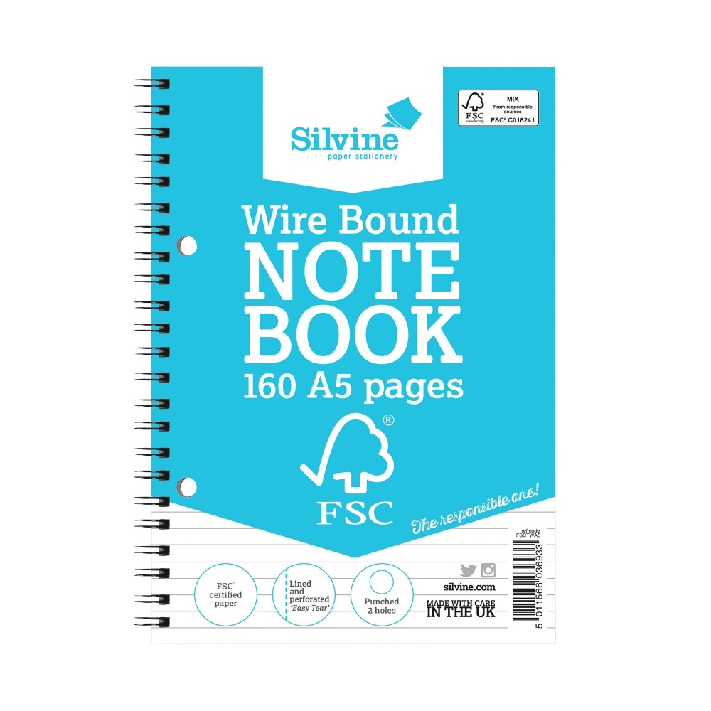 SILVINE EVERYDAY A5 TWINWIRE NOTEBK