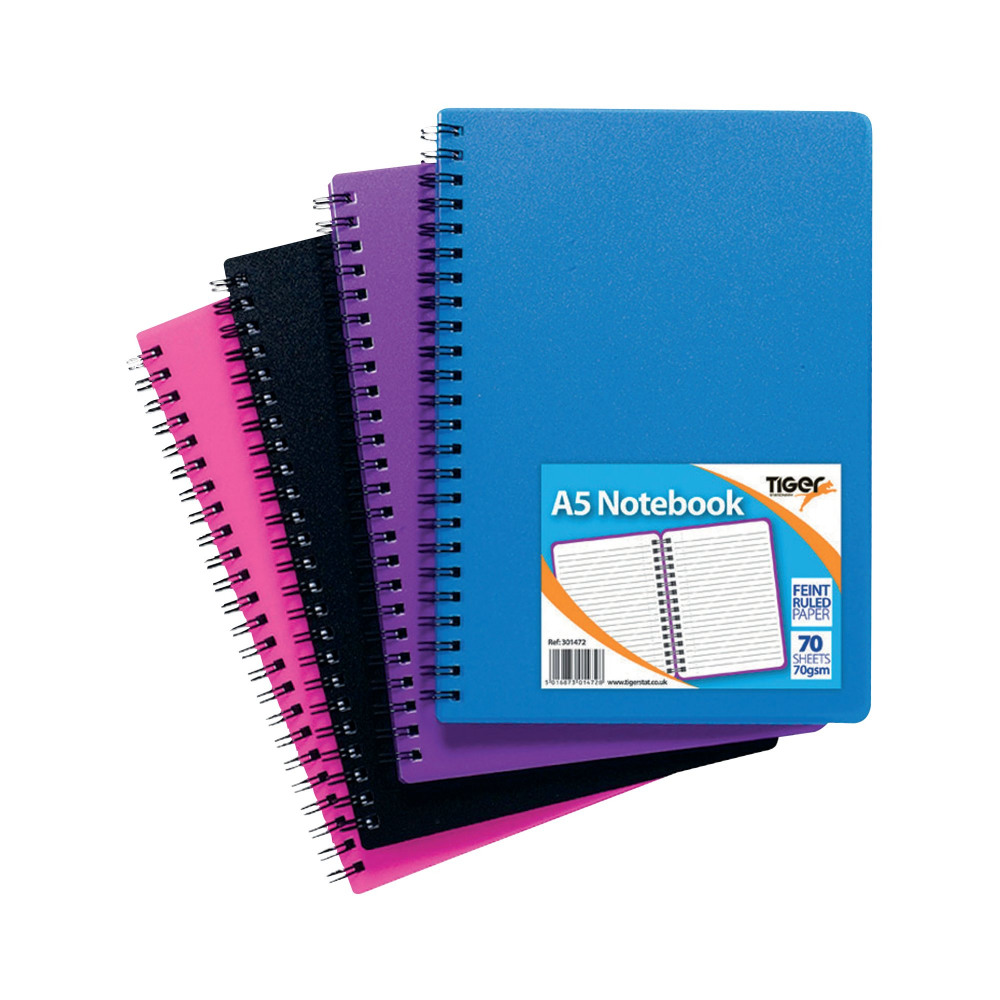 SUNDRY A5 WIRO PP NOTEBK 140 PG PK5