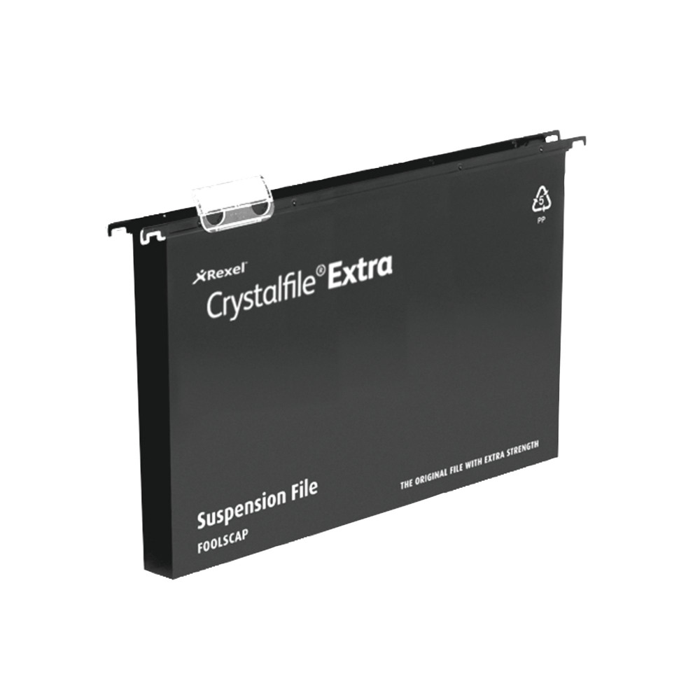 REXEL CRYSTALFILE SUSN FILE BLK PK25