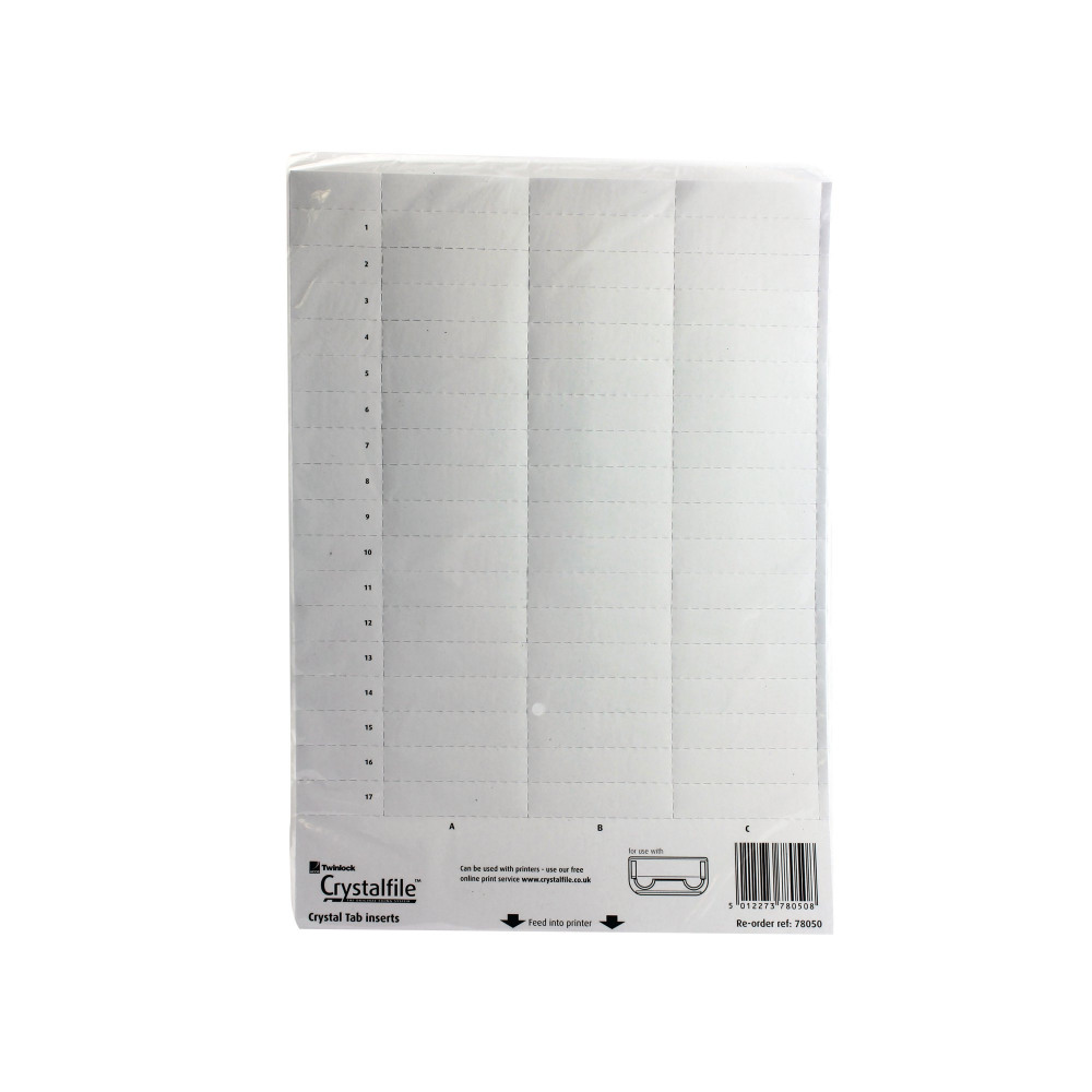 REXEL CRYSTALFILE INSERTS WHITE PK50