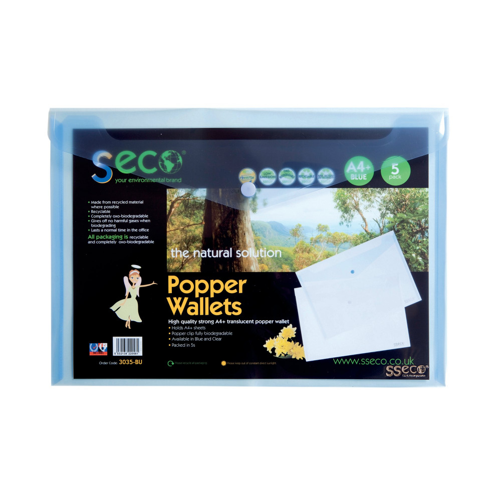 SS ECO POPPER WALLET PK 5 BLUE