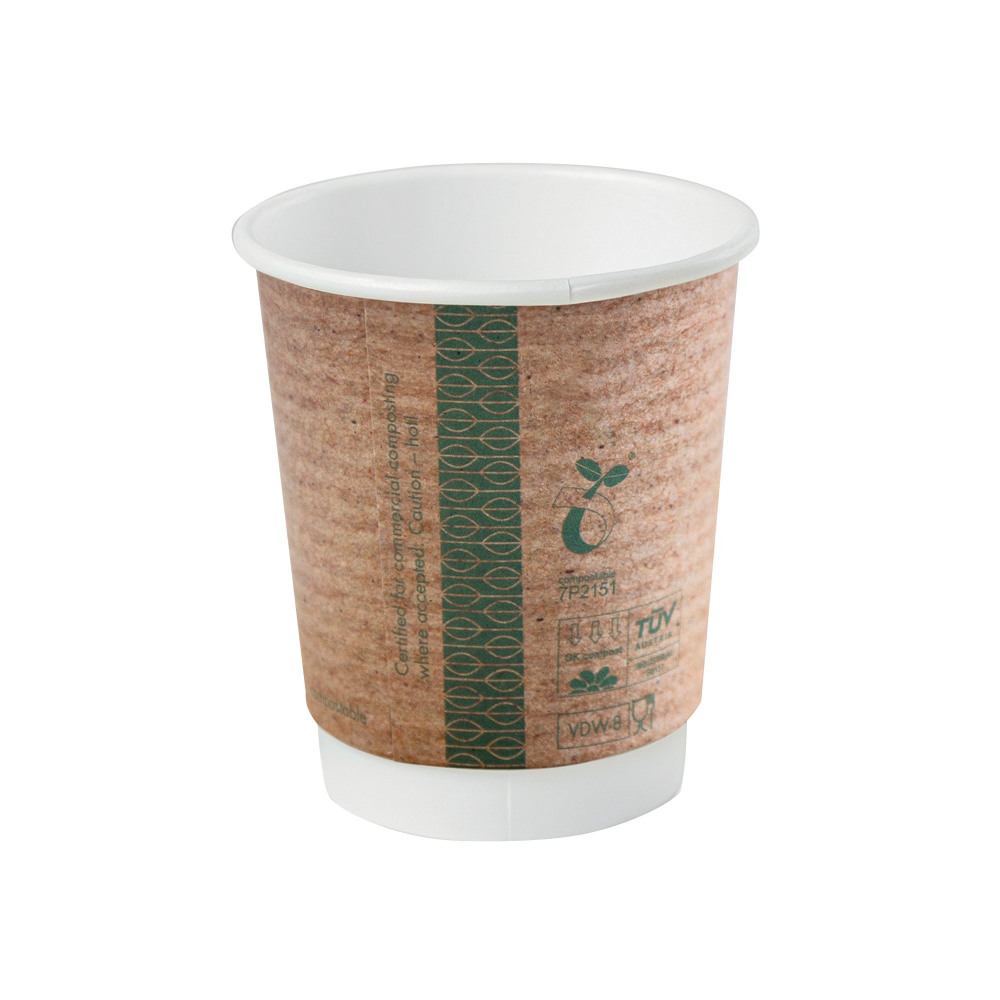 VEGWARE CUP 8OZ DBL WALL KRFT PK500