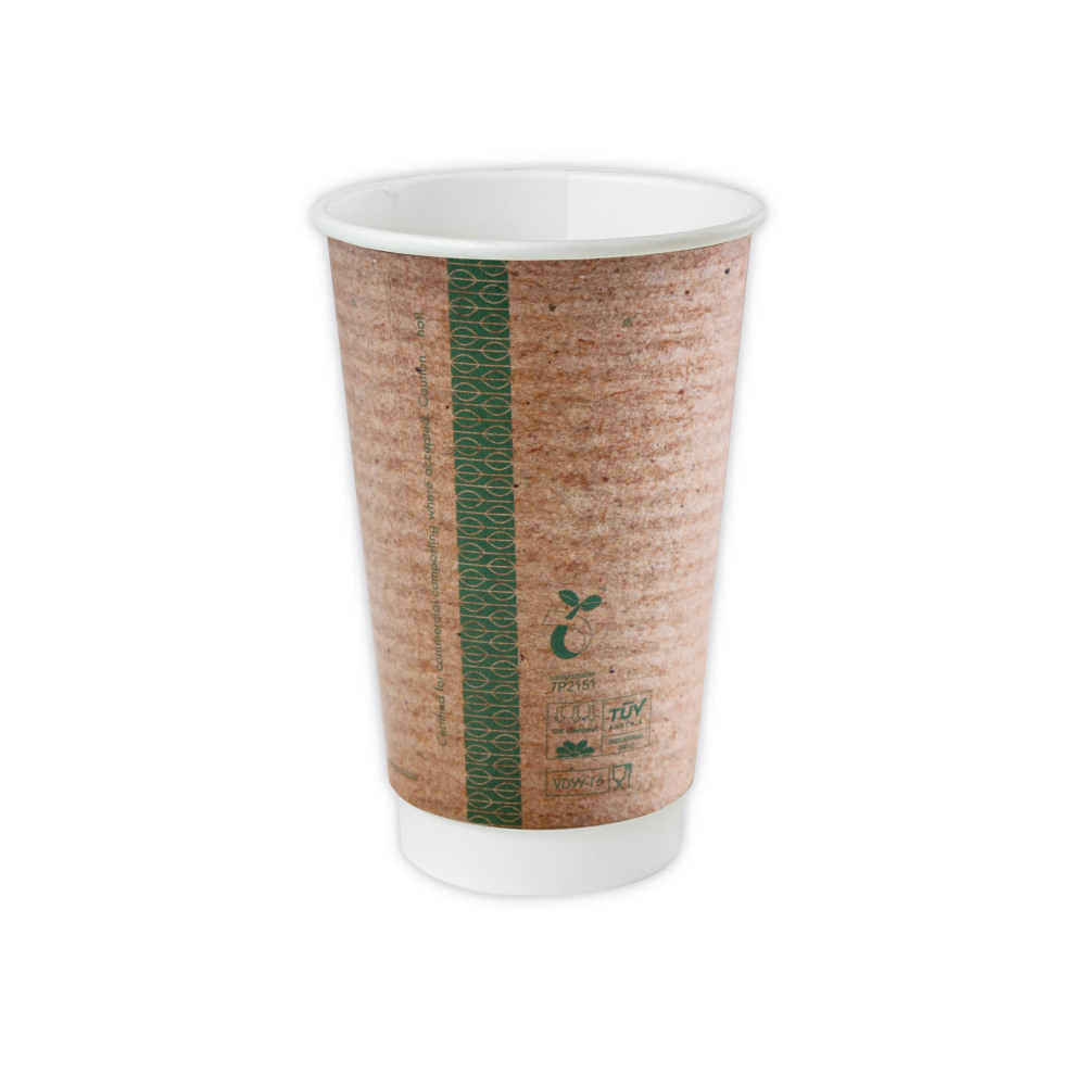 VEGWARE CUP 16OZ DBL WALL KRFT PK400