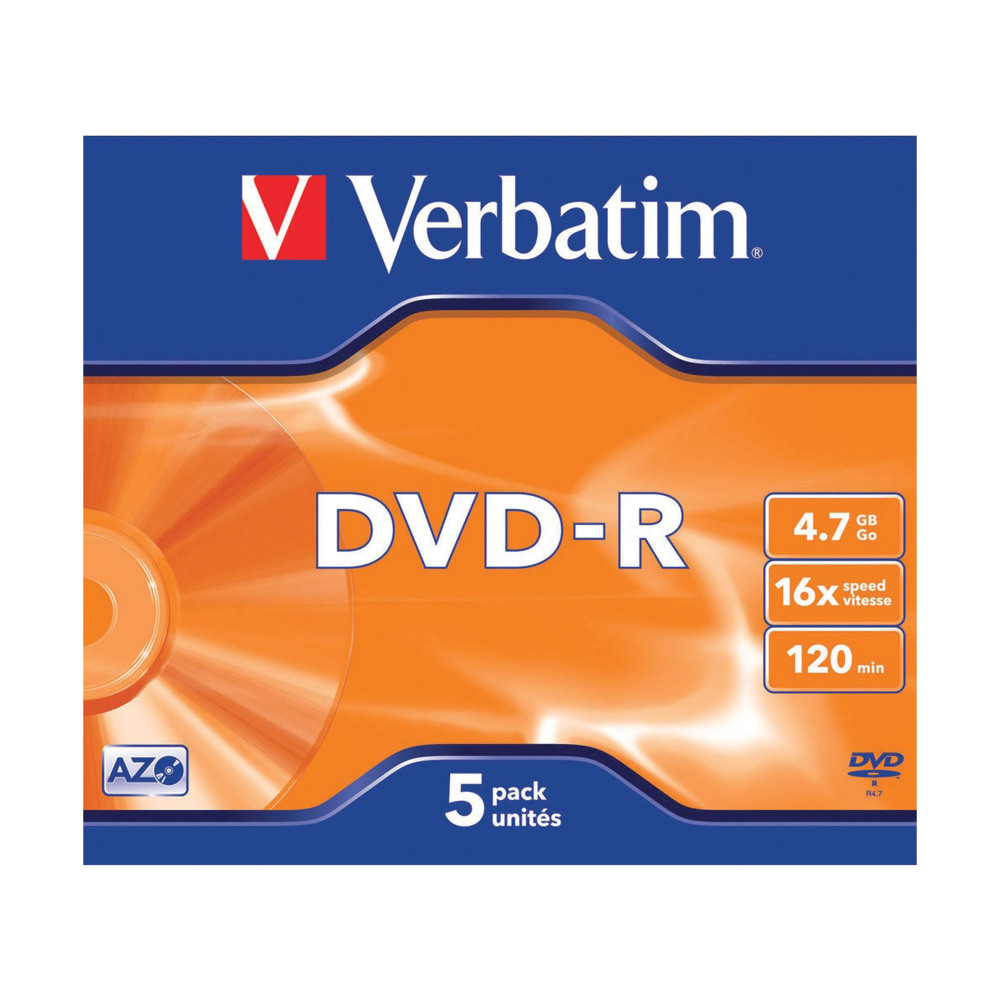 VERBATIM DVD-R 4.7GB 16X JC PK5