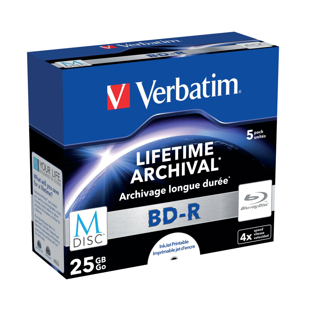 VERBATIM M-DISC BD-R JEWEL CASE PK5