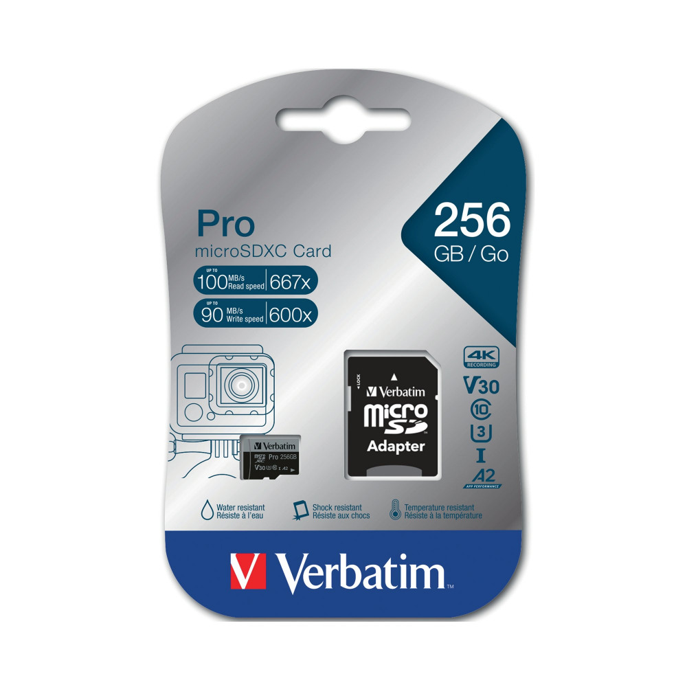 VERBATIM PRO U3 MICRO SD CARD 256GB