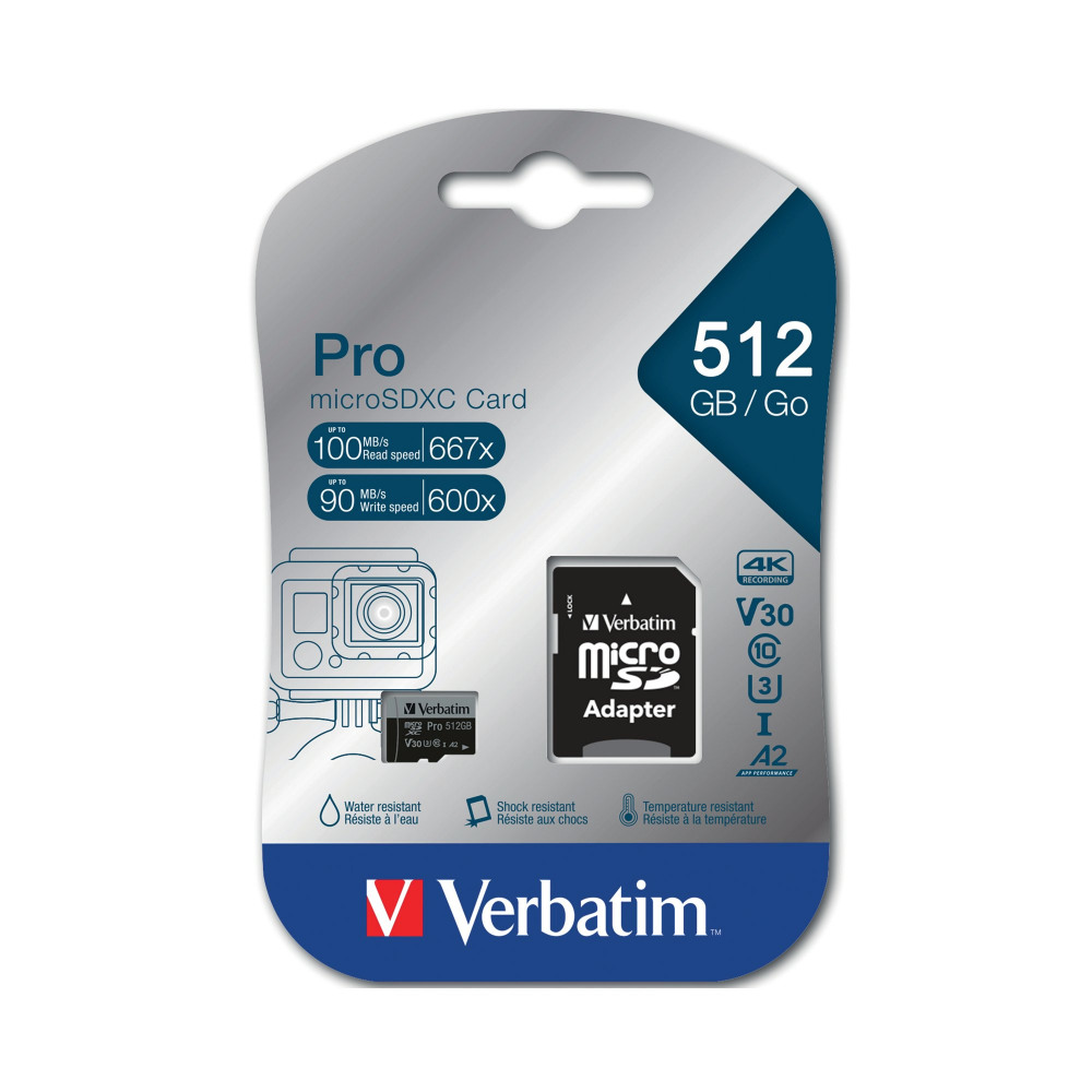 VERBATIM PRO U3 MICRO SD CARD 512GB