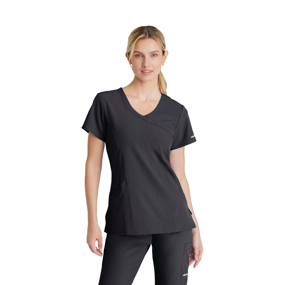 SK102 FEMALE SCRUB TOP PEWTER S