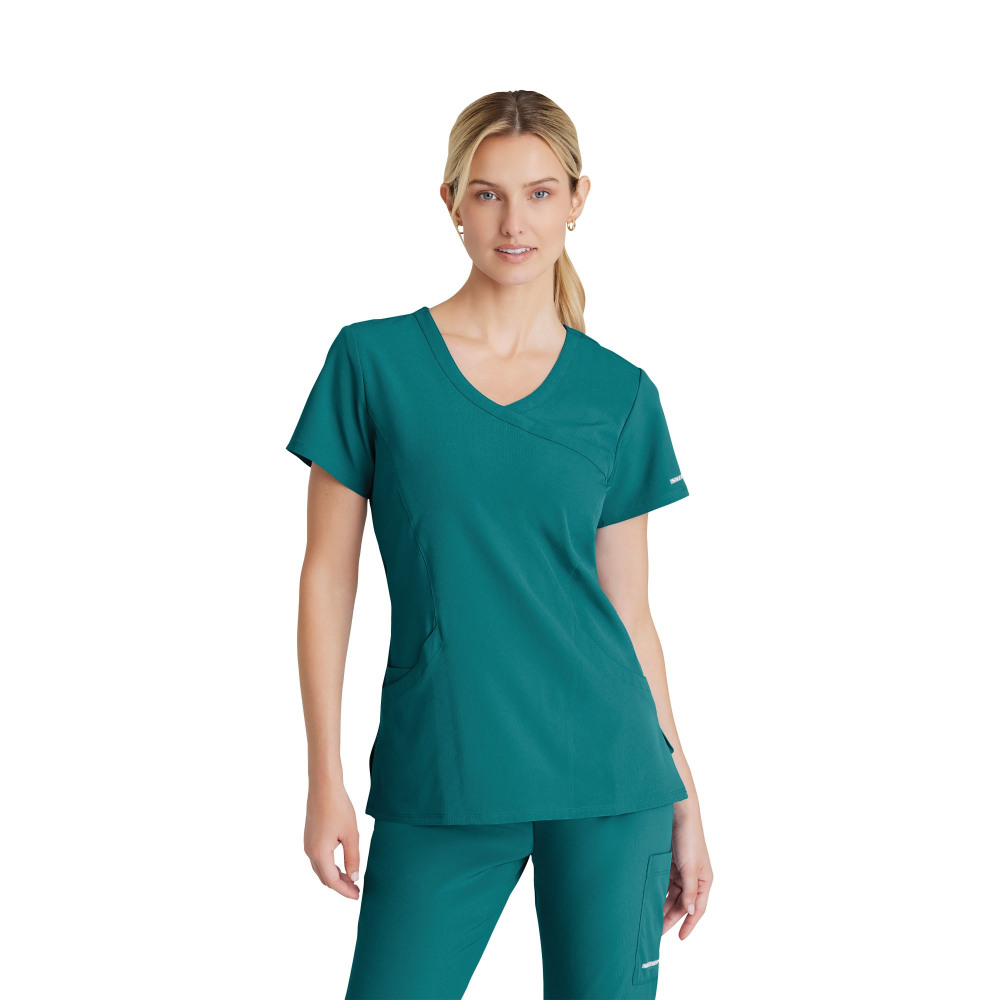 SK102 FEMALE SCRUB TOP TEAL BLUE 2XS