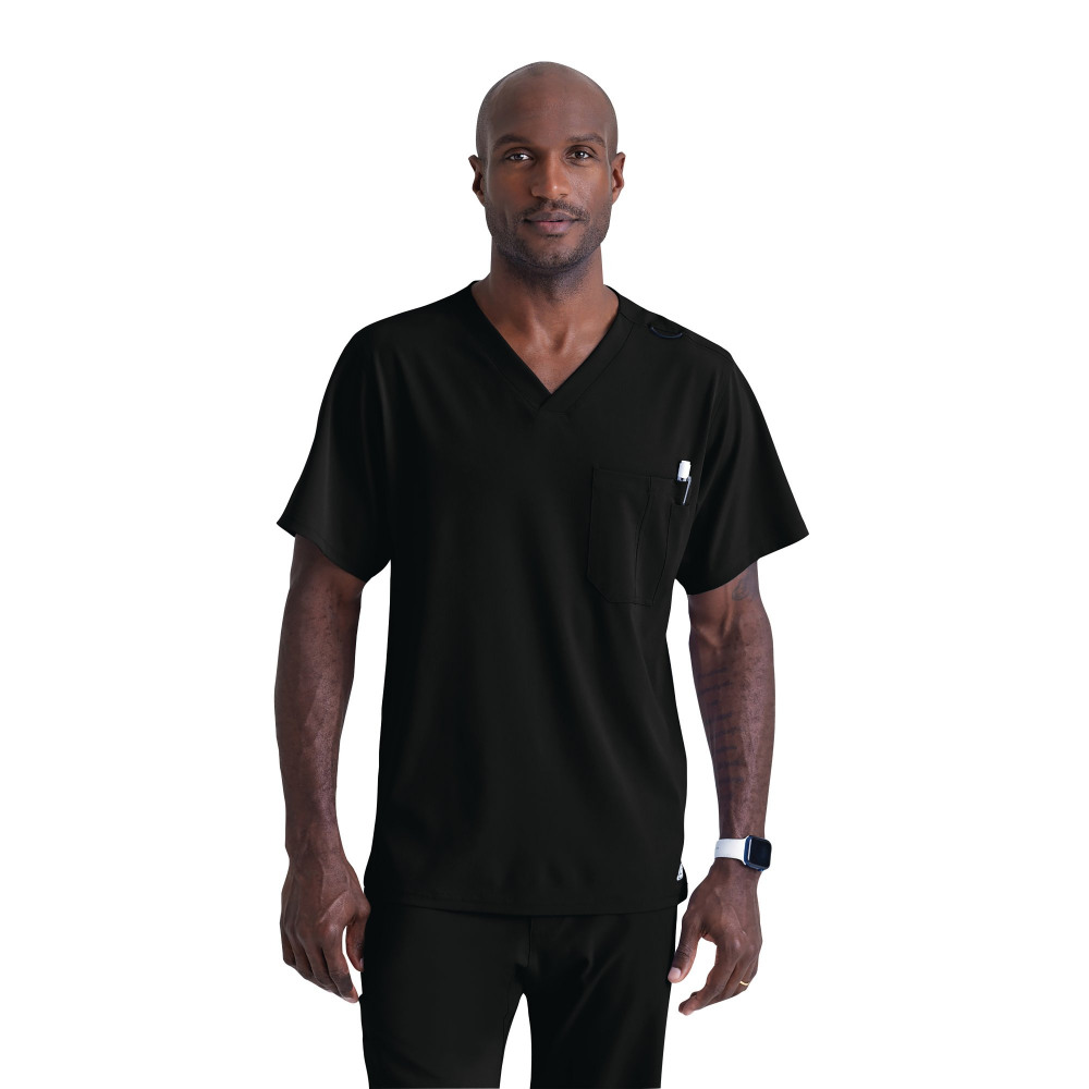 SK0112 UNISEX V SCRUB TOP BLACK XS