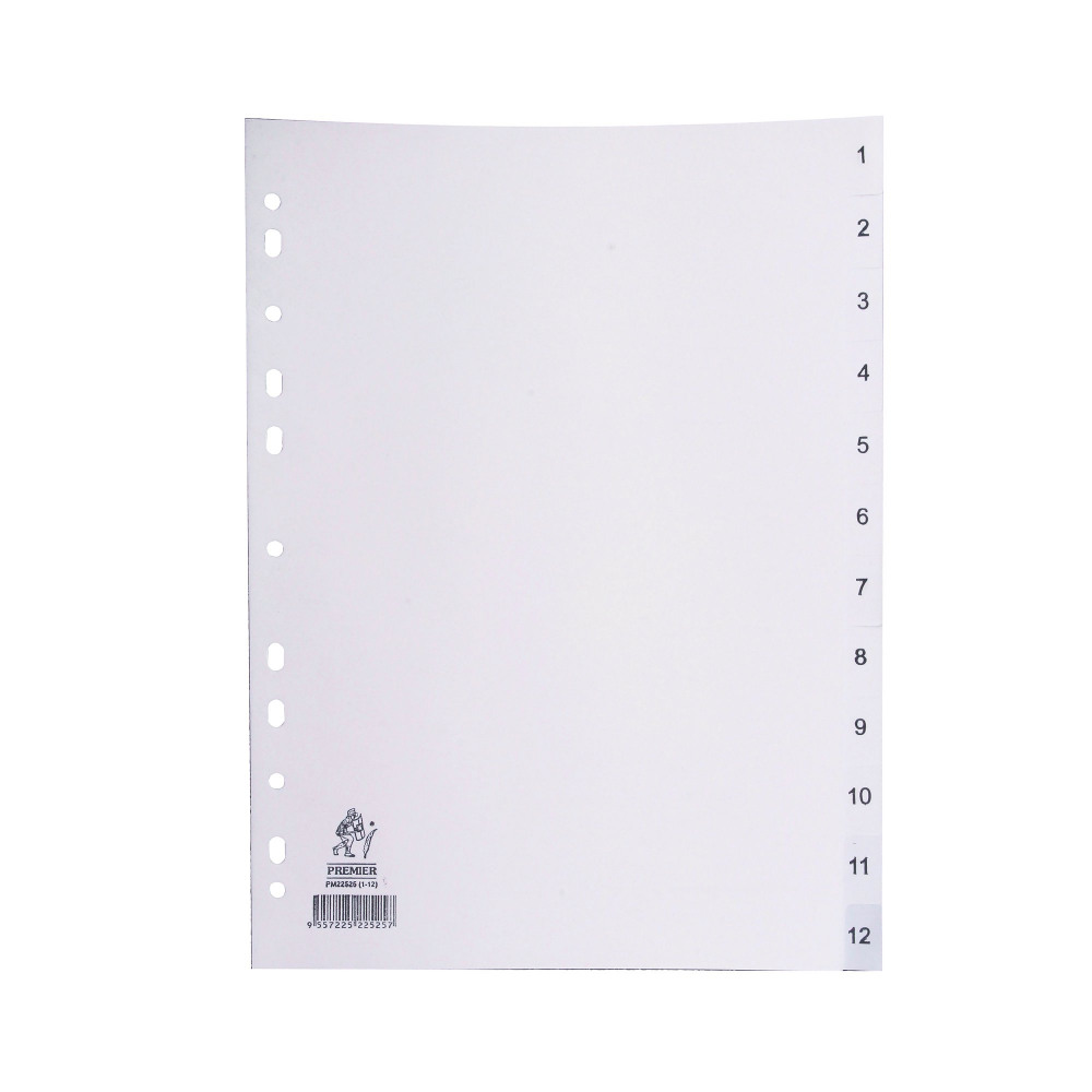 A4 WHITE 1-12 POLYPROPYLENE INDEX
