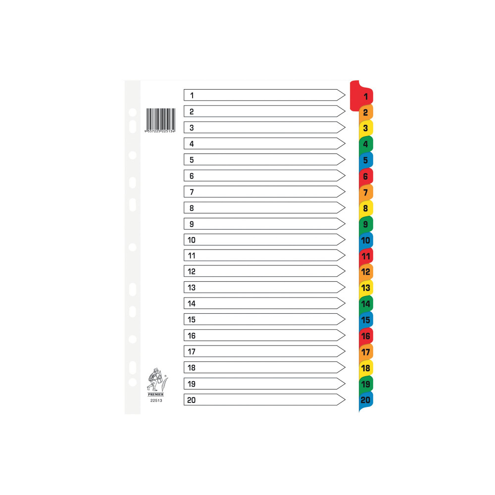 A4 MYLAR INDEX 1-20 ASSORTED
