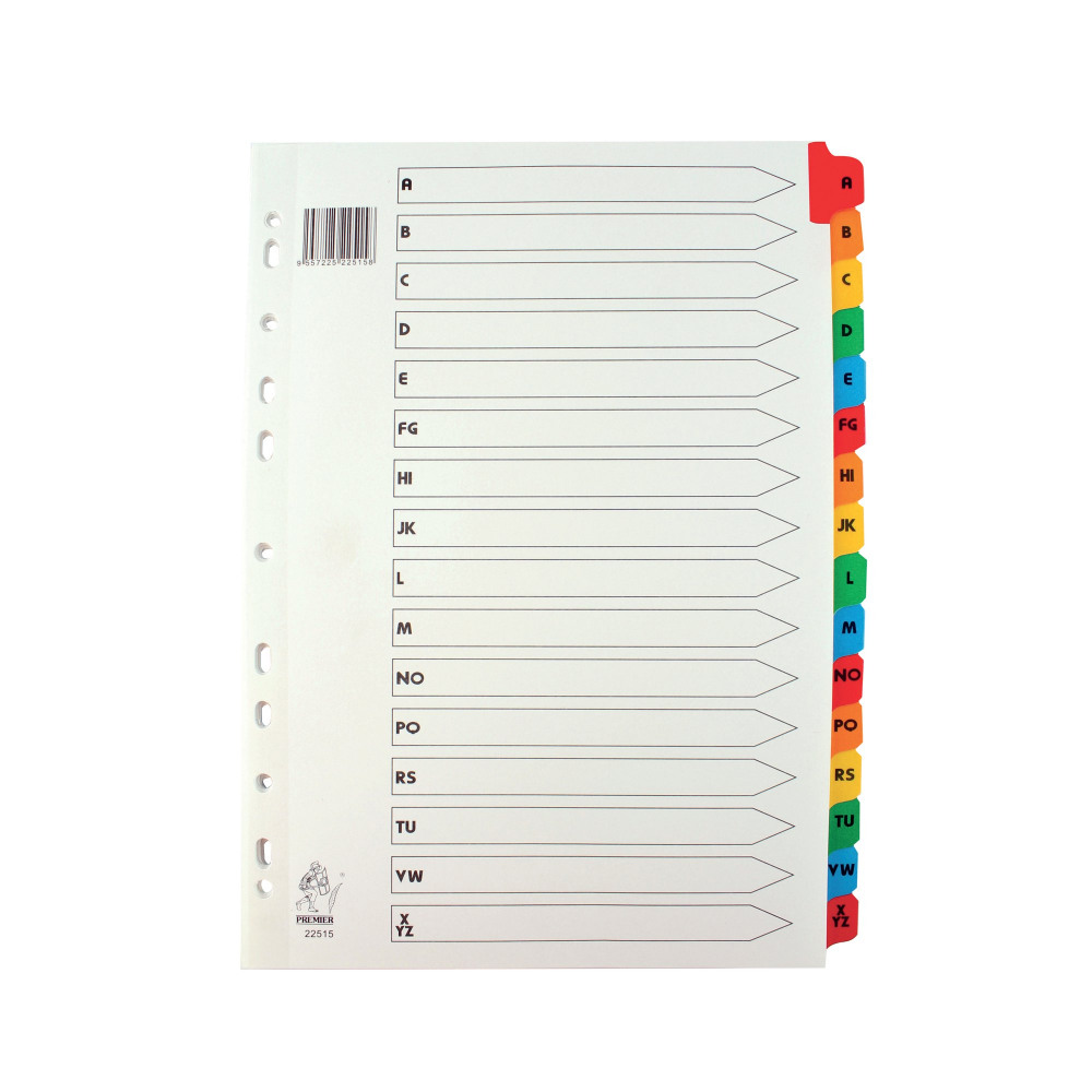 A4 MYLAR A-Z ASSORTED INDEX