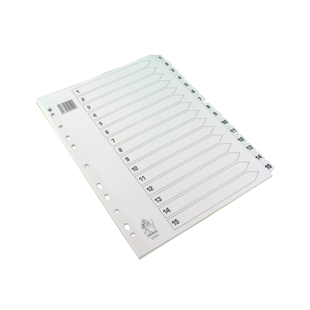 WHITE A4 1-15 MYLAR INDEX DIVIDERS