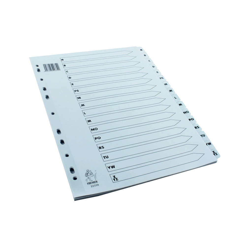 WHITE A4 A-Z MYLAR INDEX