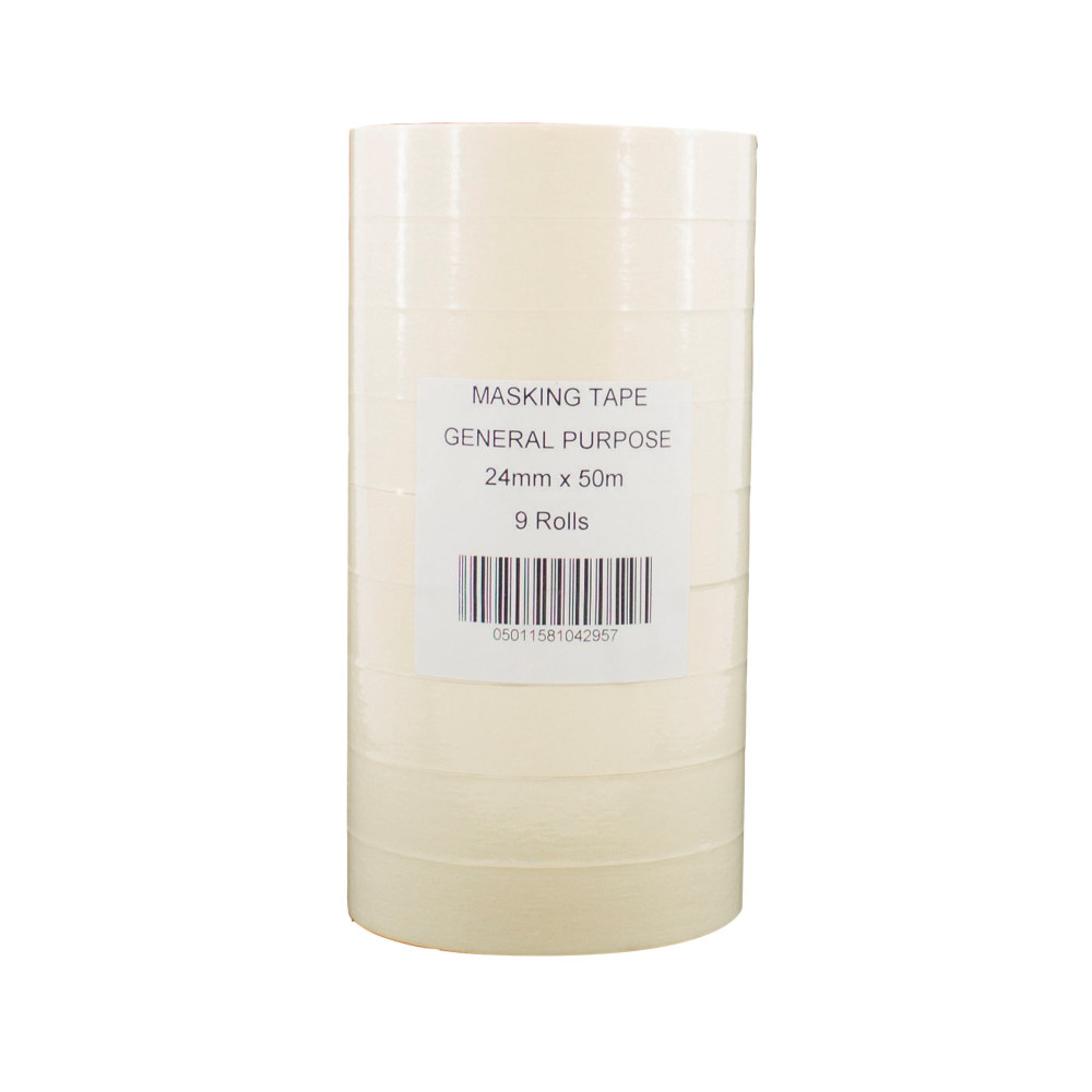 25MMX50M WHITE MASKING TAPE PK9