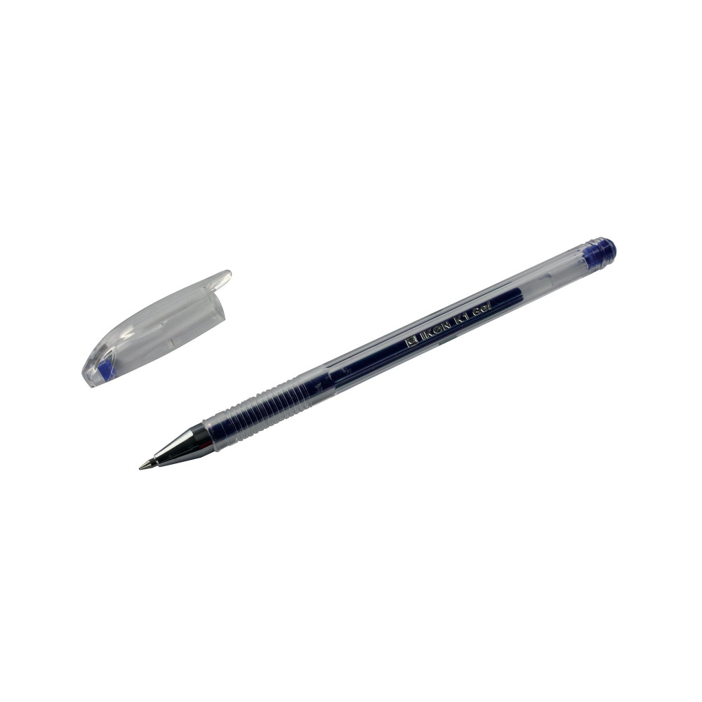 BLUE GEL PENS TRANSP BARREL PK10