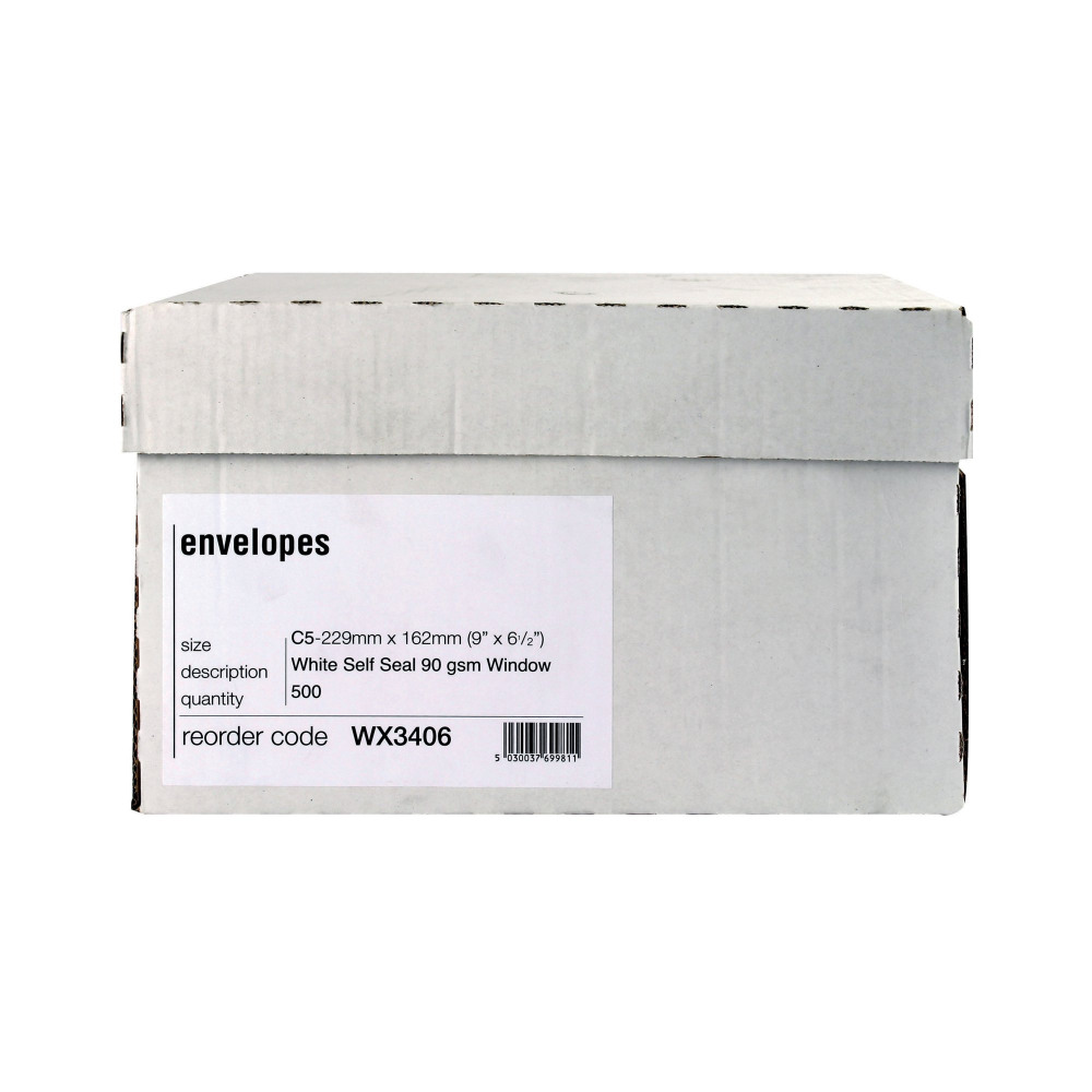 ENVELOPE C5 WDW SS WHITE BOXED PK500