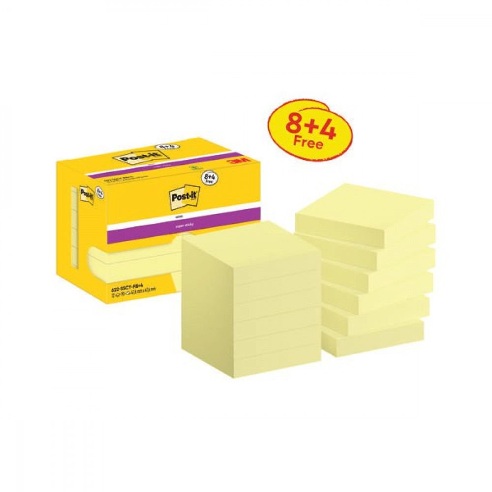 Office Supplies POSTIT S/STICK 47.6X47.6 C/YLW PK12