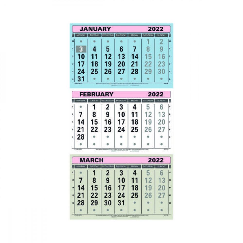 office supplies at a glance 3 monthly calendar 2022