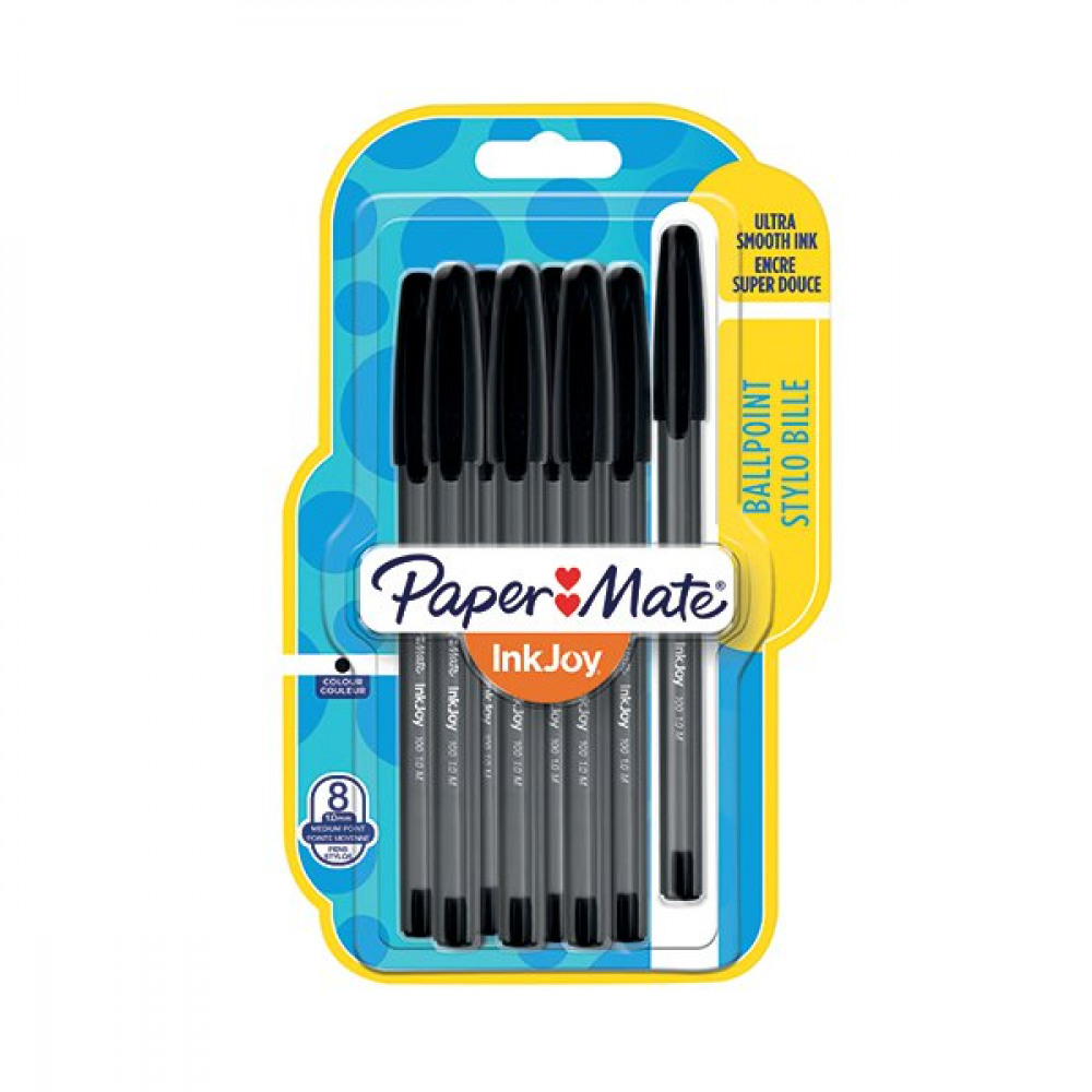 Office Supplies - PAPERMATE INKJOY 100 CAP MED BLK PK8