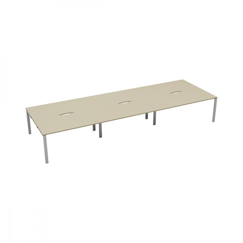 Office Supplies - JEMINI 6 PERSON BENCH DESK MAPLE/WHT