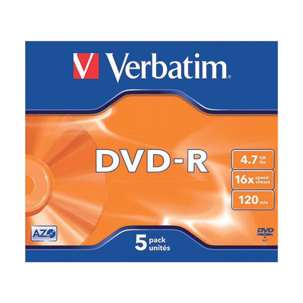 Office Supplies VERBATIM DVDR 4.7GB 16X JC PK5