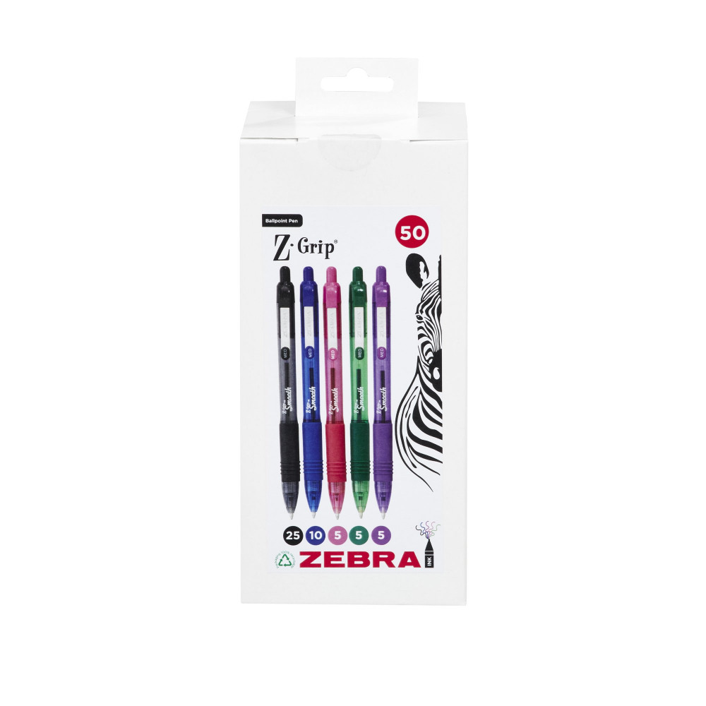 Z-GRIP SMOOTH BALLPEN 1MM ASST PK50