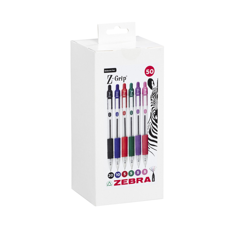 Z-GRIP BALLPEN 1MM ASST PK50