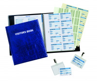 Durable Visitors Book Leather Look 100 Badge Inserts 80gsm W90xH60mm Ref 1463-00