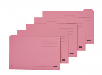 Elba Tabbed Folders Recycled Heavyweight 285gsm Set of 5 Foolscap Pink Ref 100090236 [Pack 20]