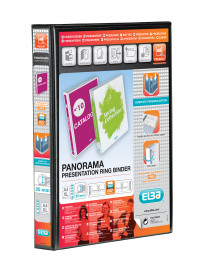 Elba Panorama Presentation Ring Binder PVC 4 D-Ring 25mm Capacity A4 Black Ref 400008414 [Pack 6]